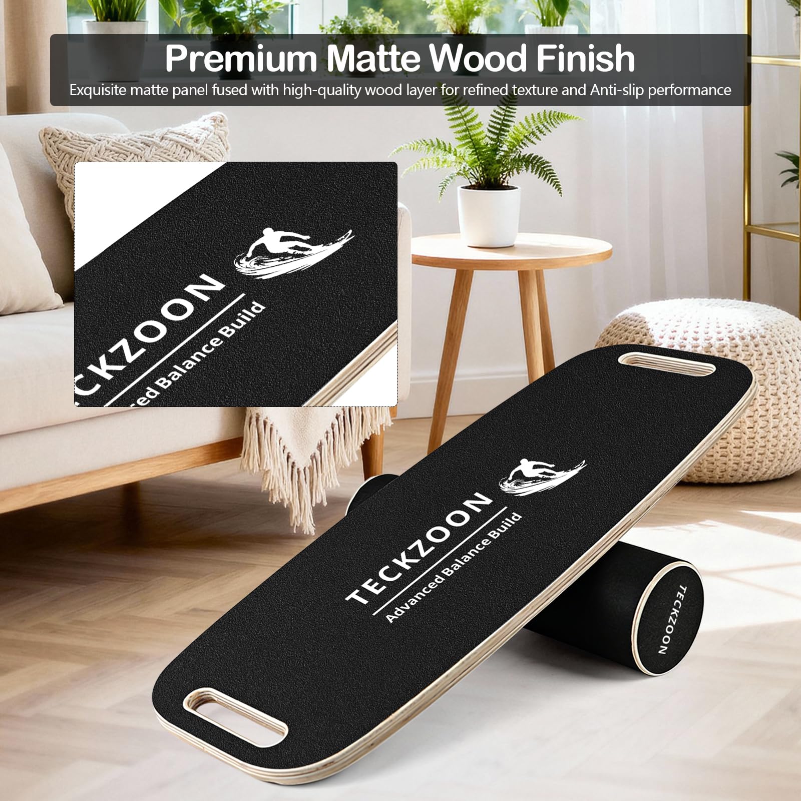 Balance Board in legno, antiscivolo con rullo in sughero e supporto, allenamento per pilates, tavola oscillante, accessori per la fisioterapia, skateboard e surf