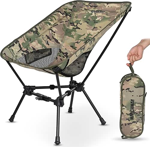 MARCHWAY Lightweight Folding Camping Chair with Spring Lock, Stable Compact