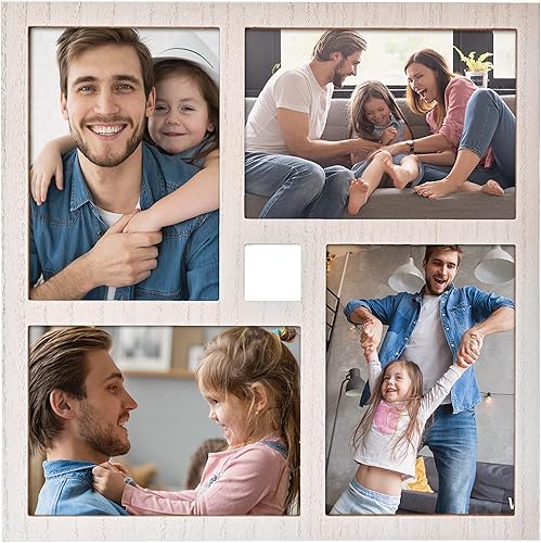 Miniatura 8 de MONT PLEASANT Marco de fotos de collage de 5 x 7 pulgadas, 4 aperturas, marco de fotos rústico de granja de 4 x 6 con paspartú, marco múltiple para