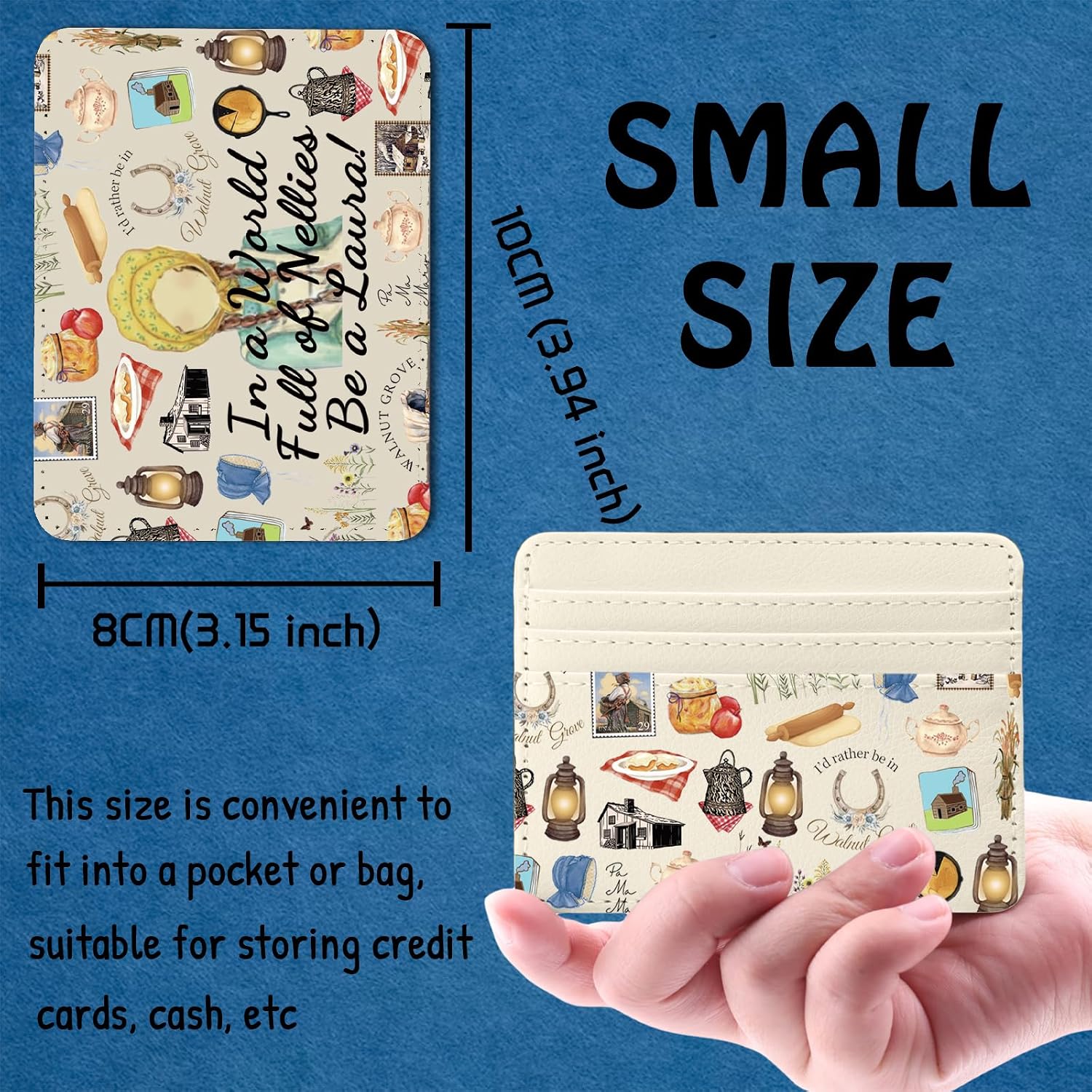 TSOTMO Library Book Merch Prairie Life Gift for Bookish Book Lovers Card Organizer Nostalgic Little House Gift (Laura Wallet)