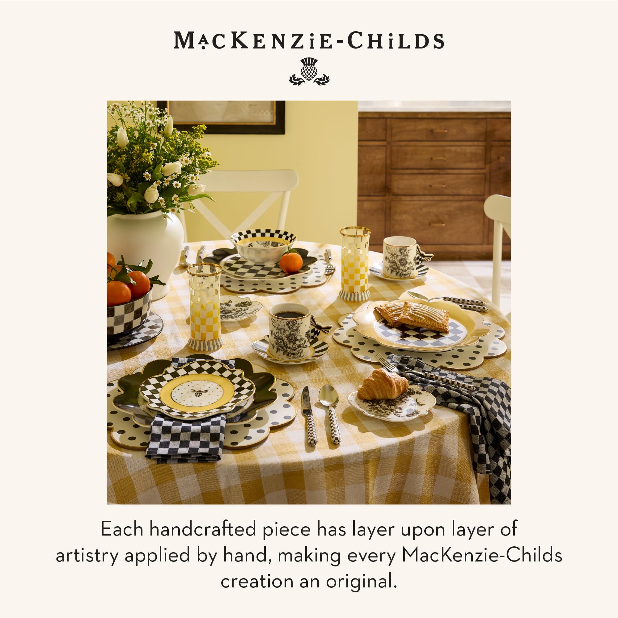 マッケンジーチャイルズ　エッグスタンド MacKenzie-Childs | Mocha Check Two Tier Sweet Stand