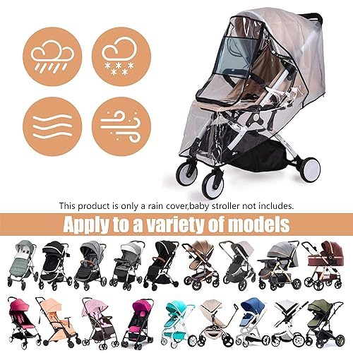 Miniatura 8 de Bemece Funda de lluvia para cochecito, accesorio universal para cochecito, protector de viaje para bebé, resistente al viento, resistente al agua,