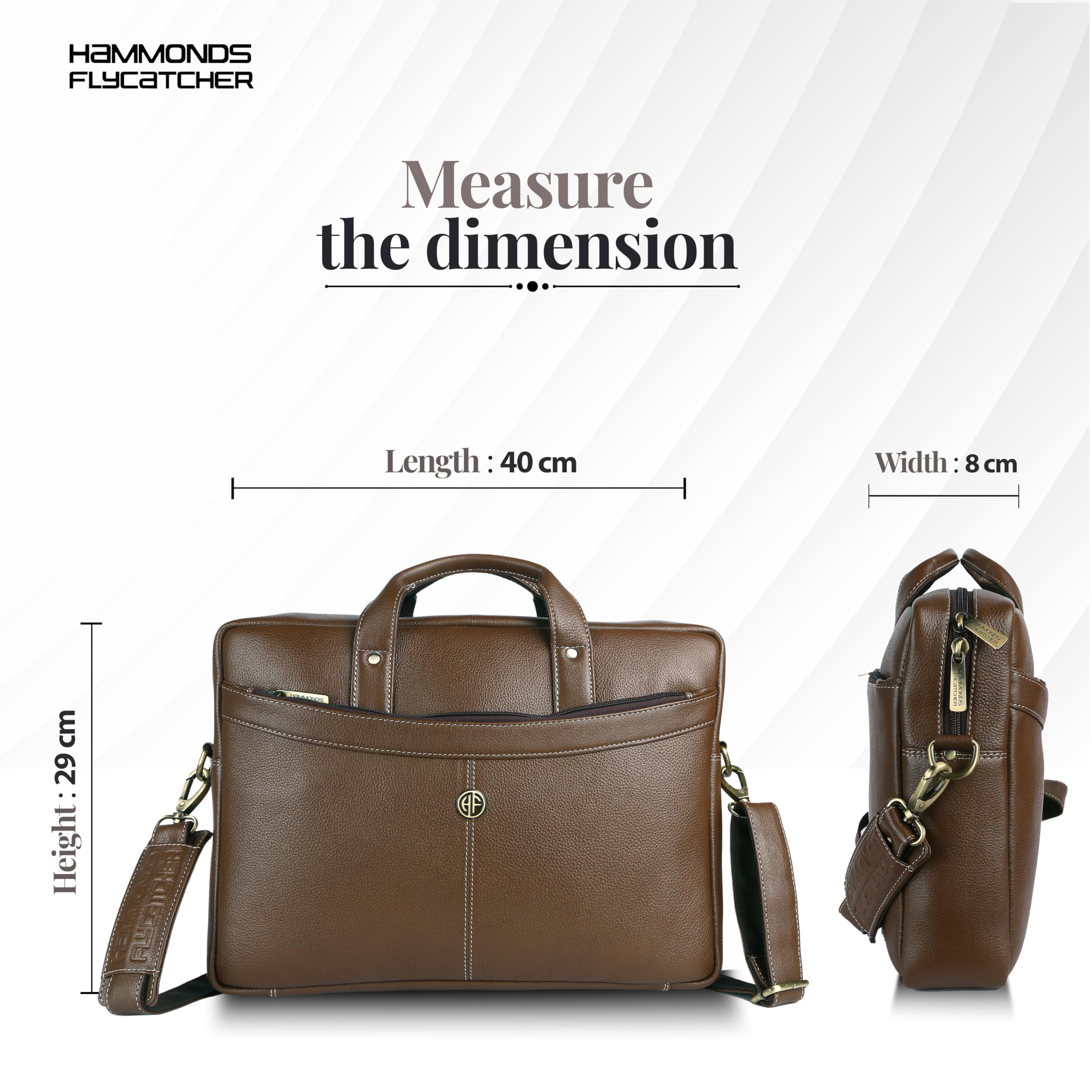 HAMMONDS FLYCATCHER Bombay LB122 - Borsa messenger in pelle marrone per laptop da 15,6" (L=39,H=29, B=8 cm)