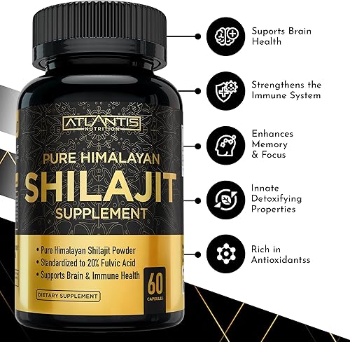 Miniatura 3 de Suplemento Shilajit  Cápsulas de resina Shilaijt auténtica del Himalaya pura formuladas con 20% de ácido fúlvico  Extracto 101 10,000 mg extra