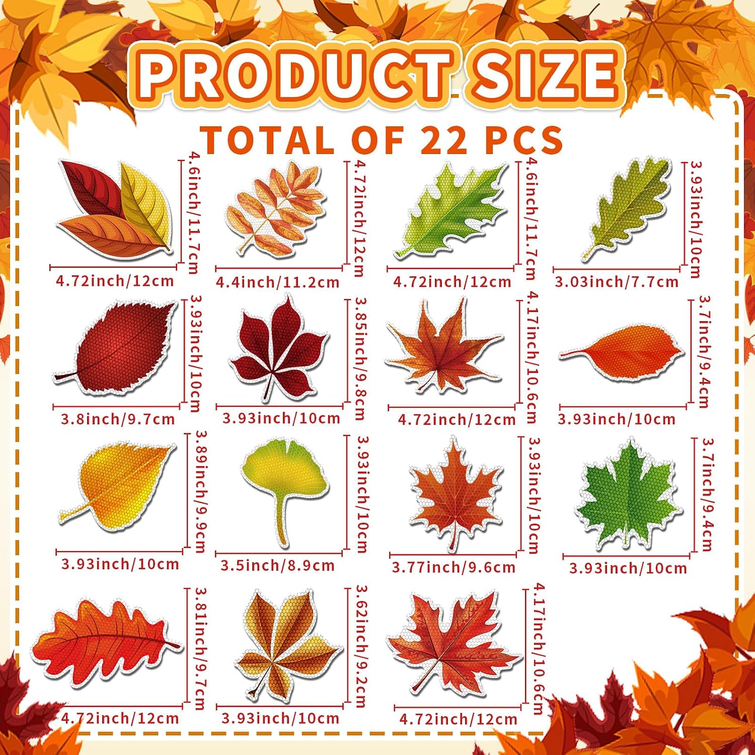 JULMELON 22Pcs Thanksgiving Magnets for Fridge, Reflective Leaf Magnets image 2