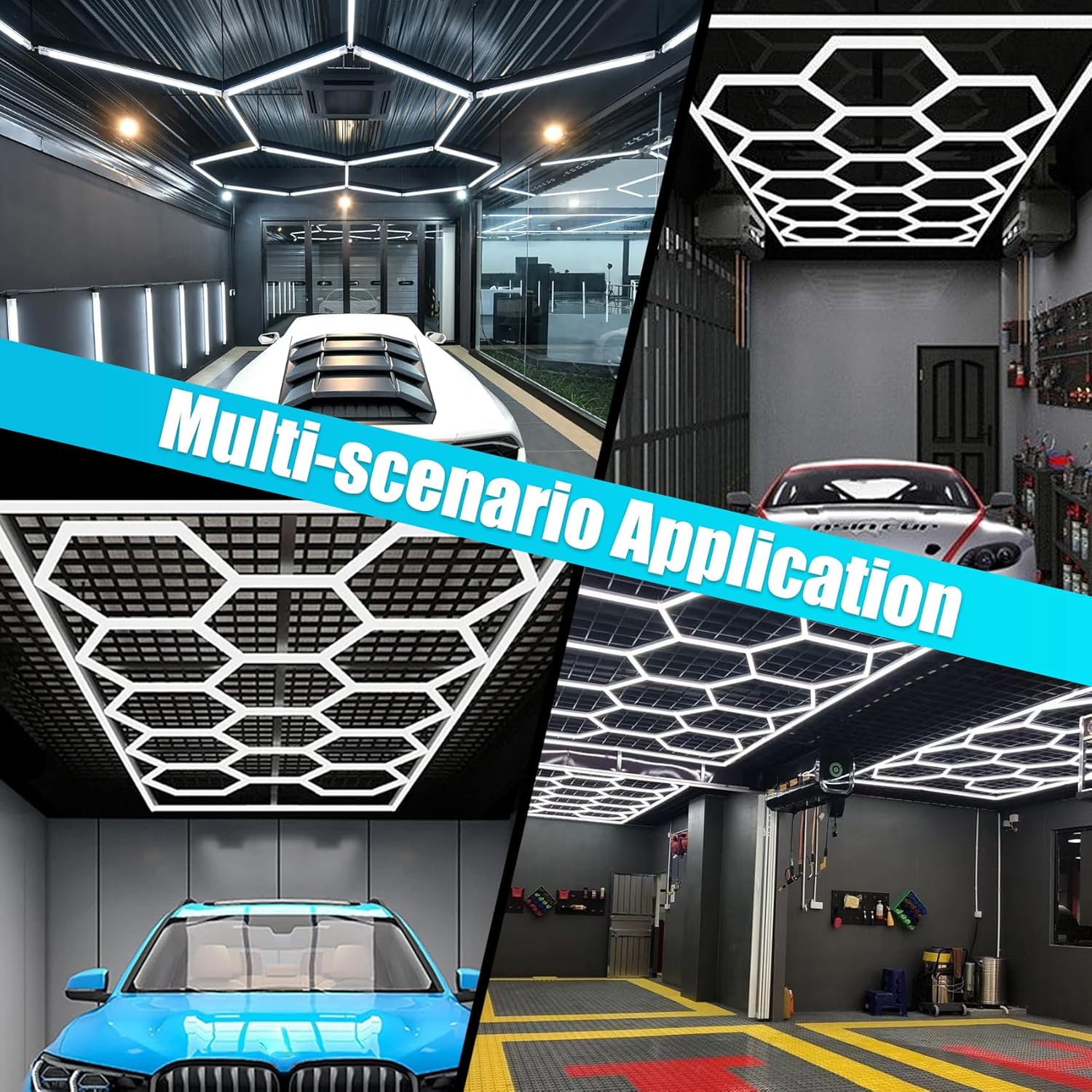 FERUERW Upgrade Hexagon Garage Lights,High Brightness 672W 86400 Lumens