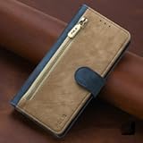 Flip Wallet Case for Realme GT 5 Pro 5G Cover,Zipper Pocket Card Slots Holder Stand RFID Blocking Durable PU Leather Magnetic Shockproof Protective Phone Case-Yellow