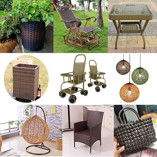 Miniatura 4 de Queenbox Material de tejido de ratán sintético de 17.64 oz (229.7 ft), 0.118 in de ancho, ratán de plástico redondo sólido de polietileno para