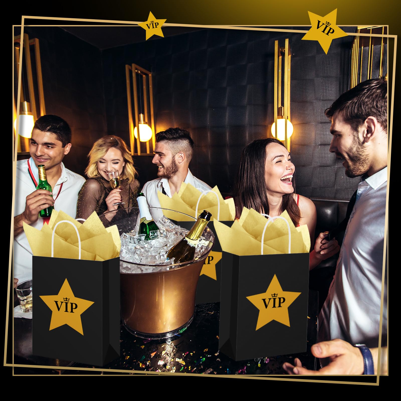 AmazingSpark 36 Stück VIP-Party-Dekorationen, Geschenktüten mit Griffen