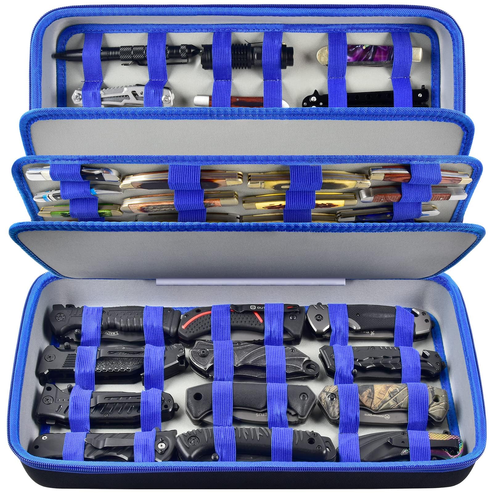 Boobowl Pocket Knife Display Case, 88 Slots for Knife Collector Storage