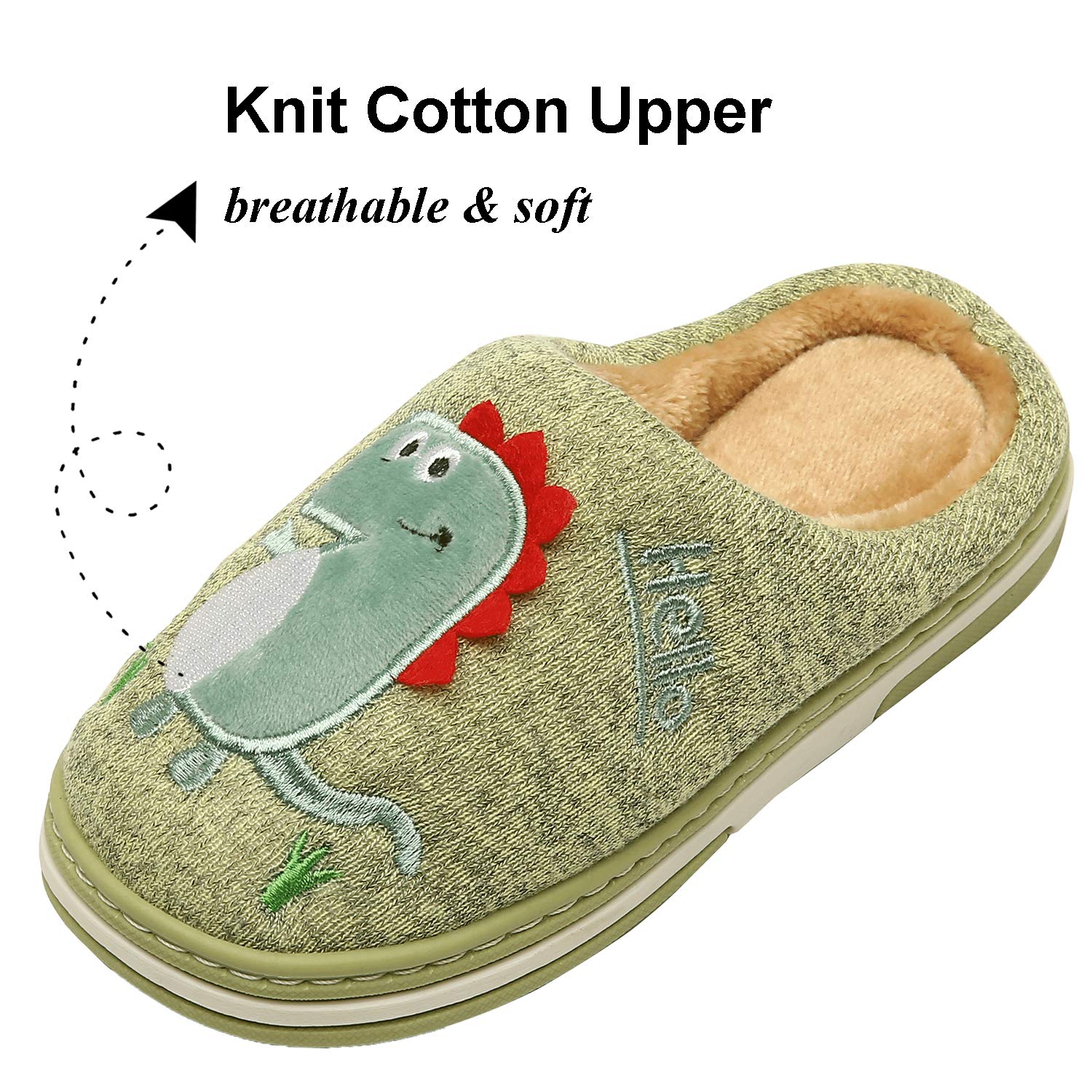 INMINPIN Inverno Pantofole da Casa Bambini Caldo Peluche Pantofola da Invernali Carino Dinosauro Comode Ciabatte Interne di Cotone per Ragazze Ragazzi