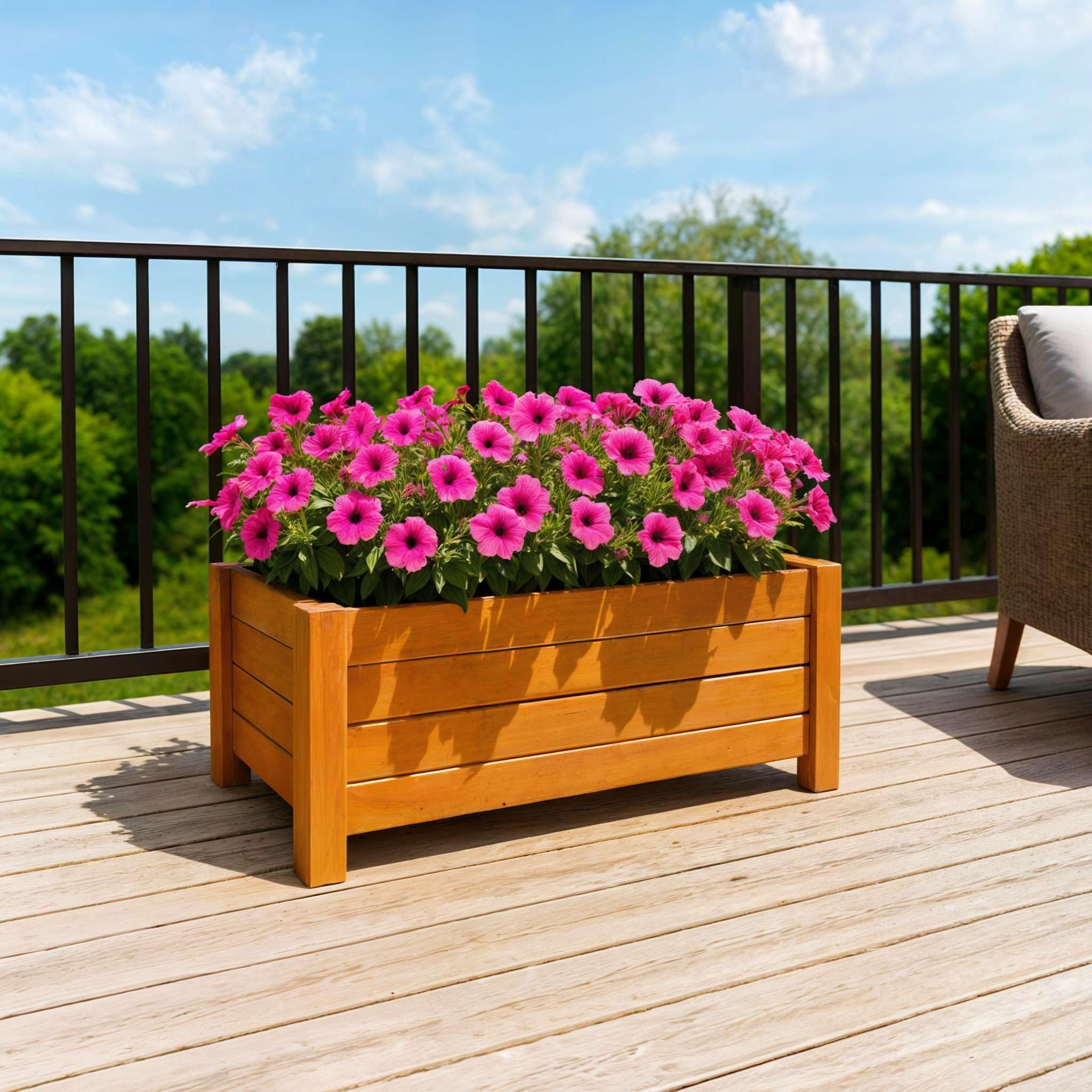 BOGATECO Macetero Jardín Madera para Exteriores | 38 x 80 cm | Terraza Balcón | Caja Cuadrada | Construcción Robusta y Impregnado | Llega ensamblado | con Agro-Textil | Roble Marrón