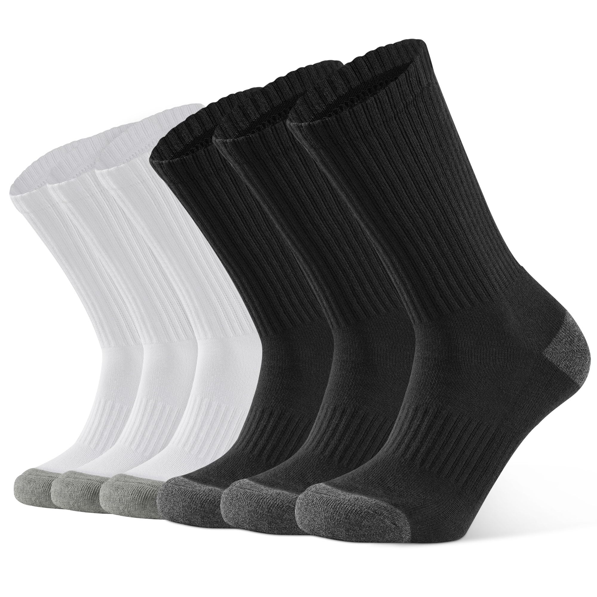 CLOSEMATE Mens Athletic Cushioned Crew Socks 6 Pairs Cotton Breathable for Work Training Sports