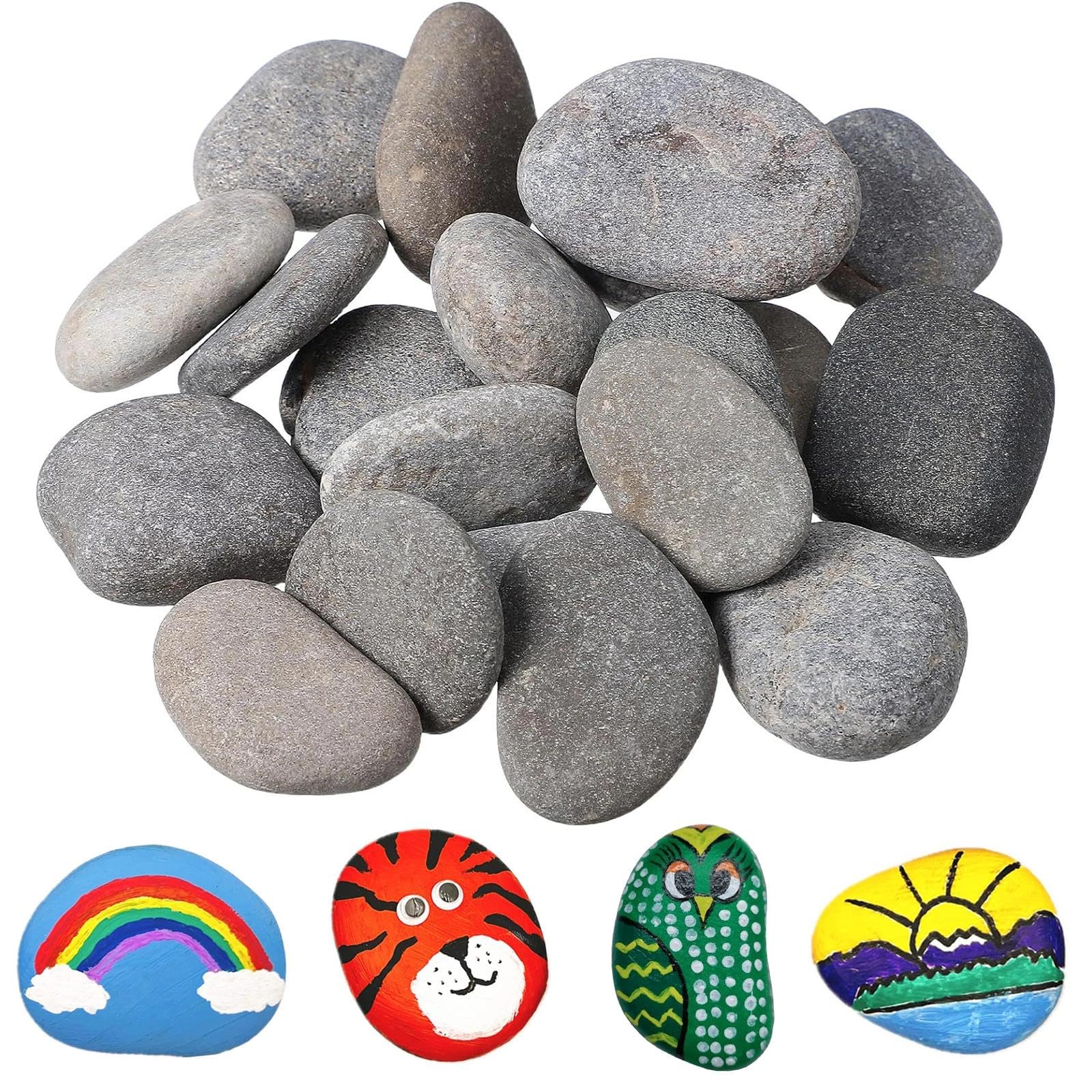 Touosy 24 Pezzi Sassi da Dipingere Creative Pebble Kit per Dipingere Bambini per Pittura Pietra Dipinta Creativa Decorazione Cortile Artigianato Creazioni Creative e Decorazioni Giardino