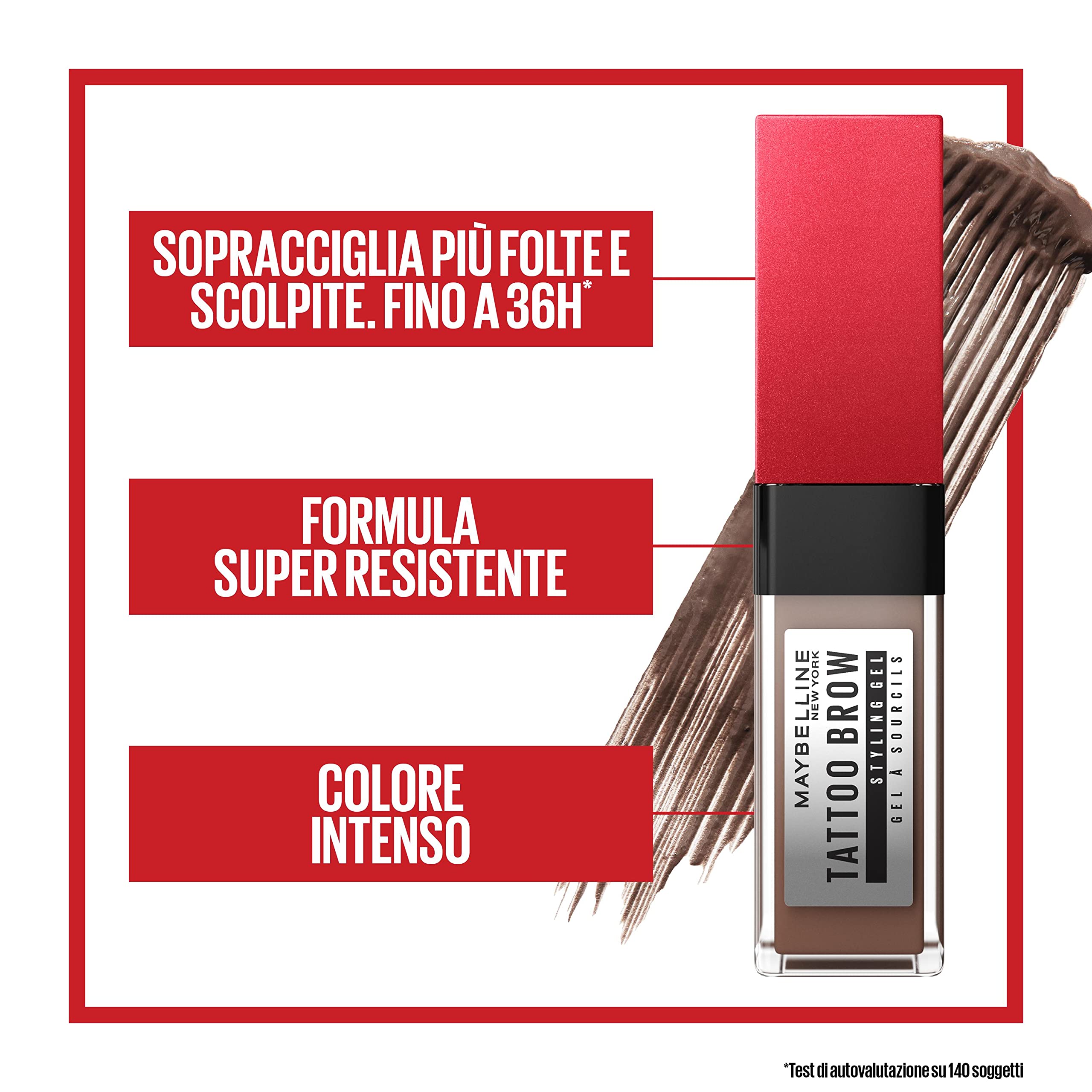 Maybelline New York Gel Sopracciglia, Per un Look Definito, Pieno e Dal Finish Naturale, Tenuta Fino a 36h, Tattoo Brow 3D Styling Gel, 260 DEEP BROWN