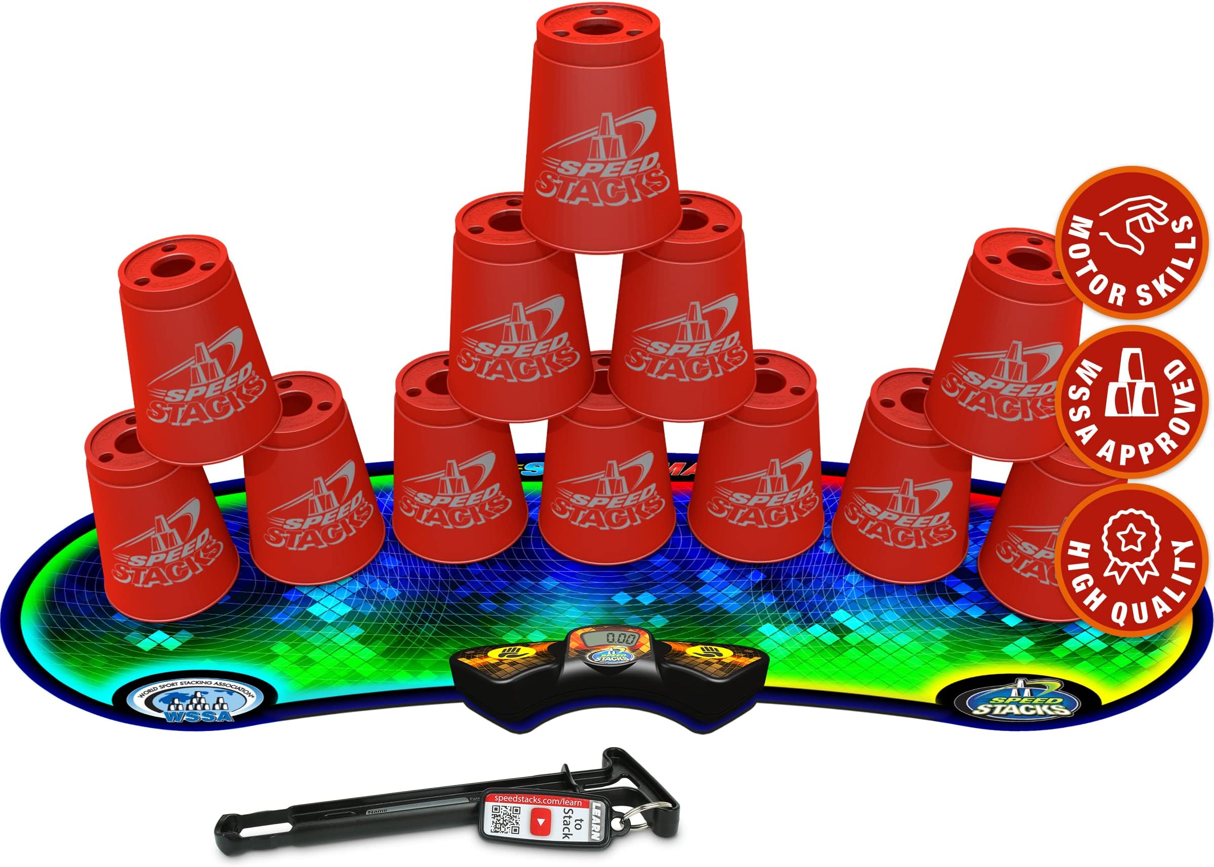 Speed Stacks | Sport Stacking Competitor, Red - 12 Cups, Holding Stem, With GX Timer And Mat | WSSA Approved