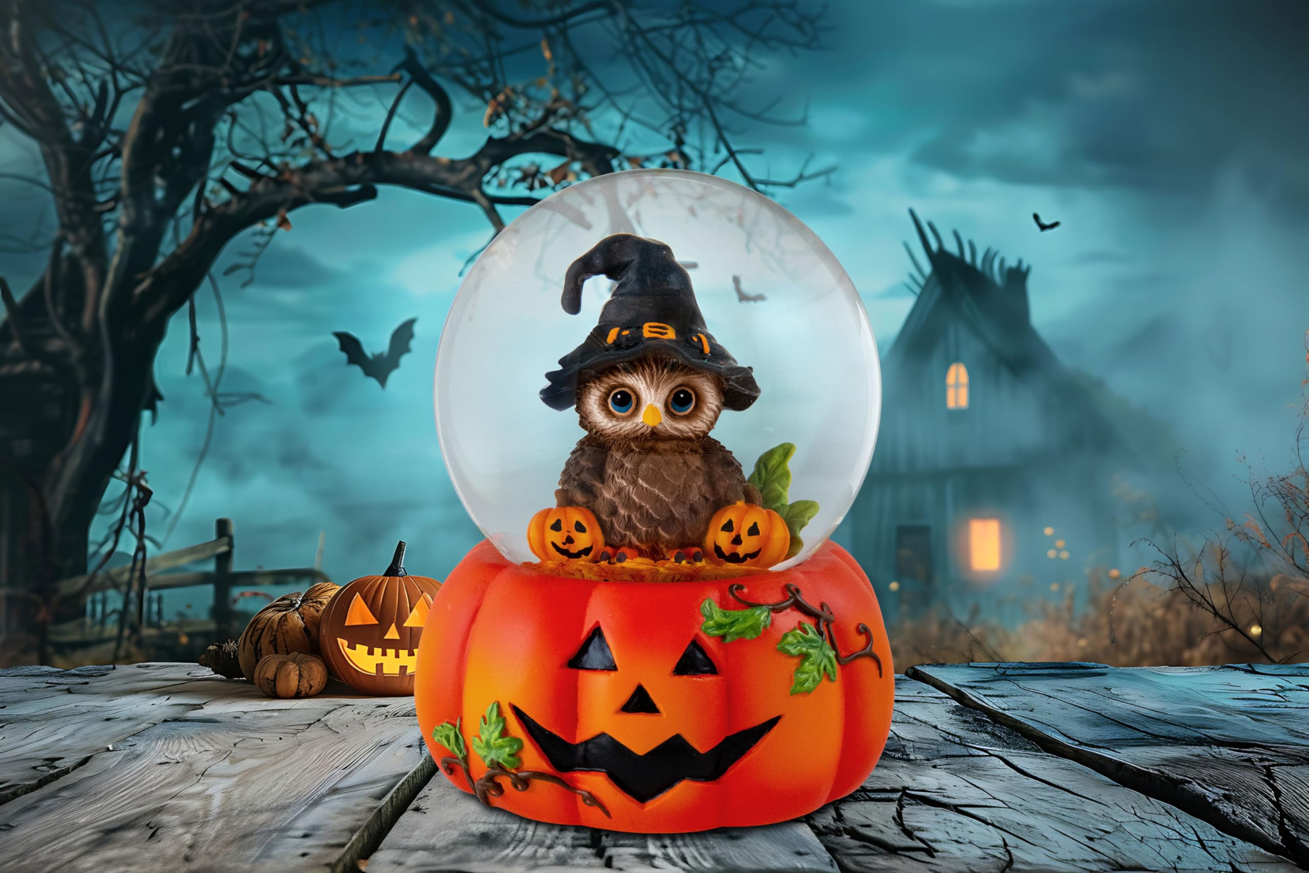 Halloween Owl Musical Water Globe by The San Francisco Music Box