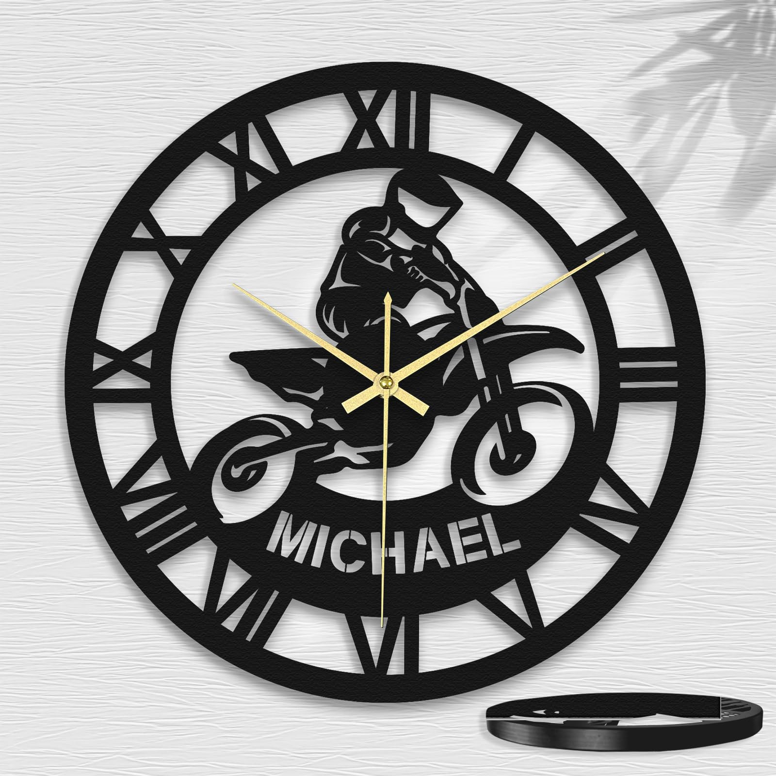 Reloj de Pared de Hierro Personalizado Retro, Reloj de Pared Redondo con Motos, Hogar, Dormitorio, Oficina, Regalo Creativo de Inauguración de Navidad