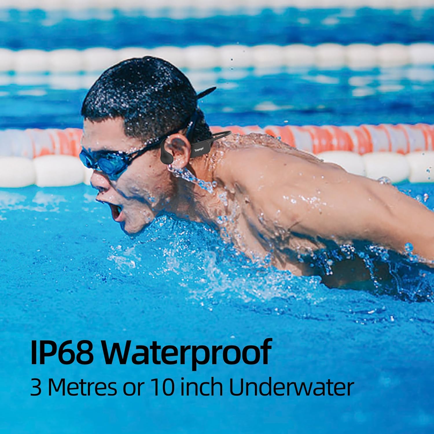 Tayogo 32GB Waterproof MP3 Player for Swimming Laps | IPX8 Bone Conduction Swimming Headphones | Open-Ear Underwater Headset with 8-Hour Playtime - Image 2