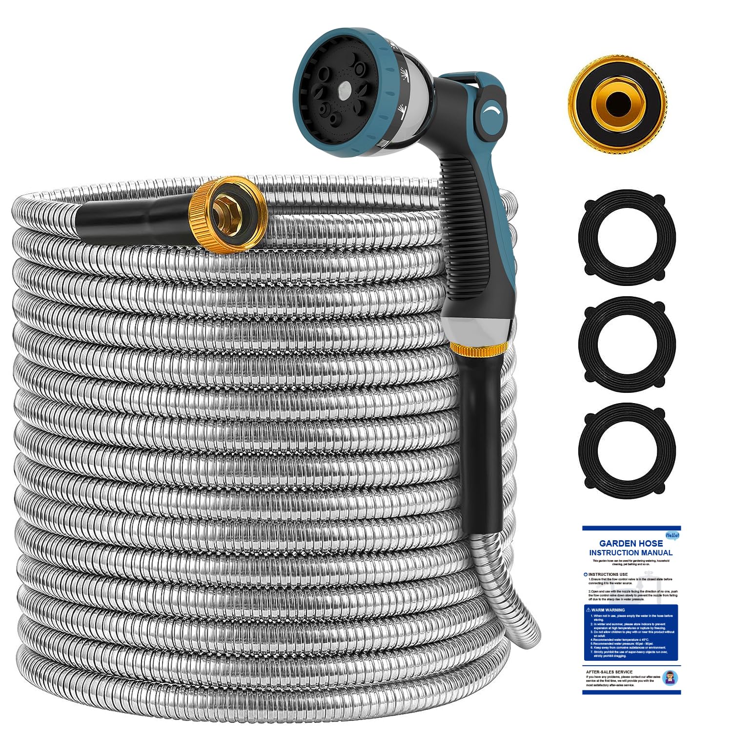 TOYSARC Tubo da Giardino in Acciaio Inox 7.5m, Tubo Acqua Giardino in