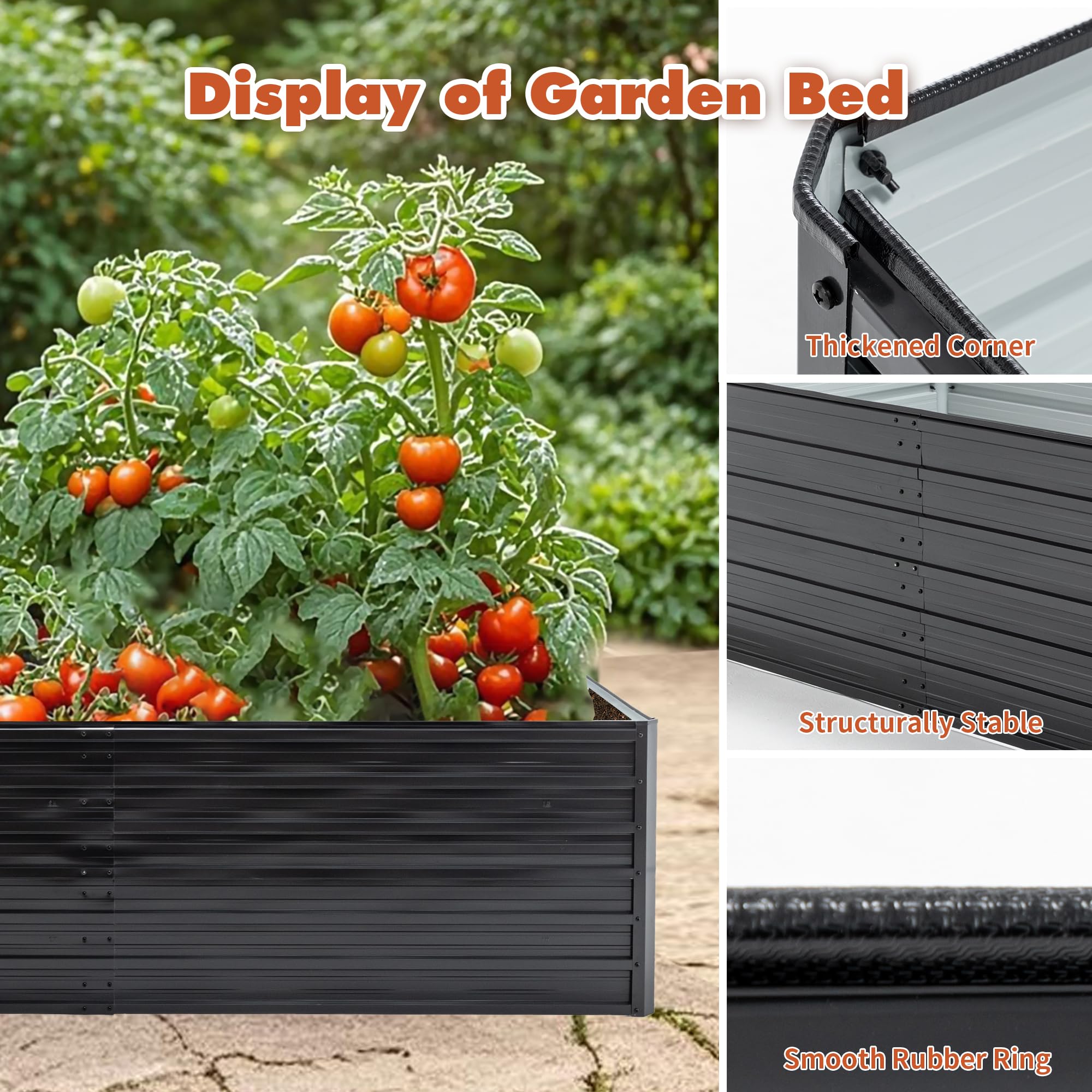 Metal Raised Garden Bed, Outdoor Galvanized Raised Large Planter Raised Beds Kit Planting, Fruit, Flower (6x3x2FT)