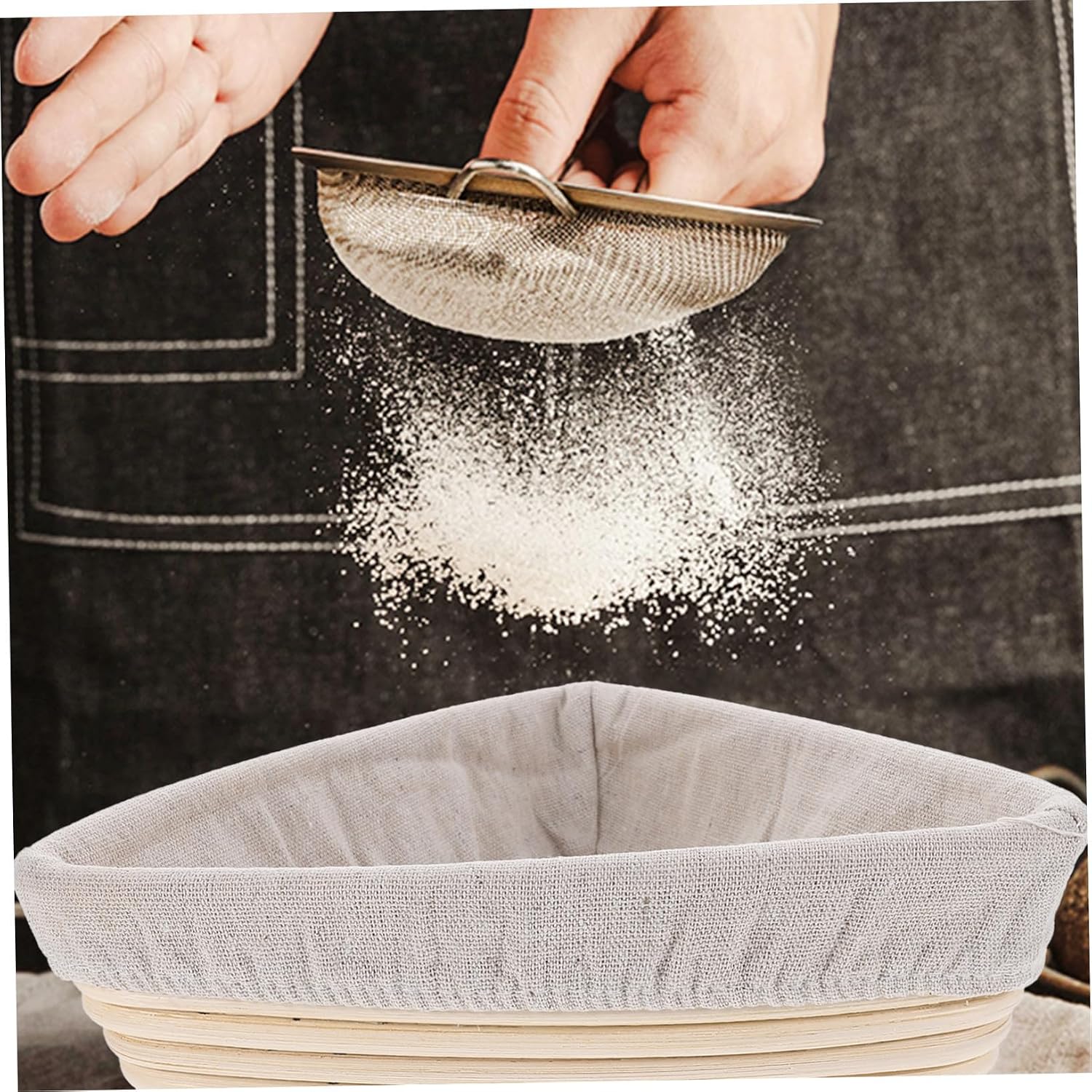 COLLBATH Bread Baking Accessories 2pcs Triangular Bread Proofing Basket Hand Woven Baskets