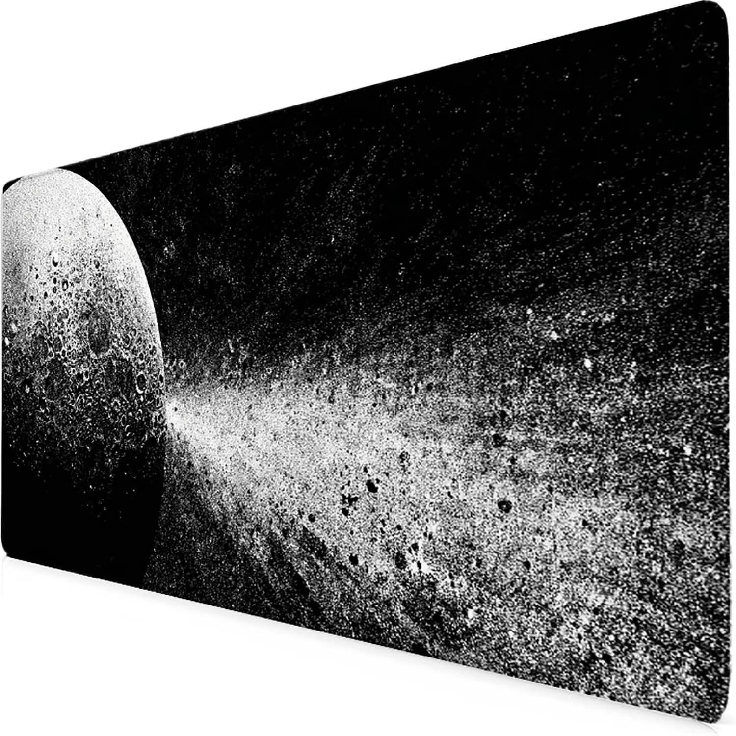 Schreibtischunterlage Grau Mauspad Gaming XXL Mousepad wasserdichte rutschfeste Schreibtisch Unterlage, Mauspad Groß Verbessert Präzision und Geschwindigkeit, Gaming Zubehör (Mond,100x50cm) 2-j6742