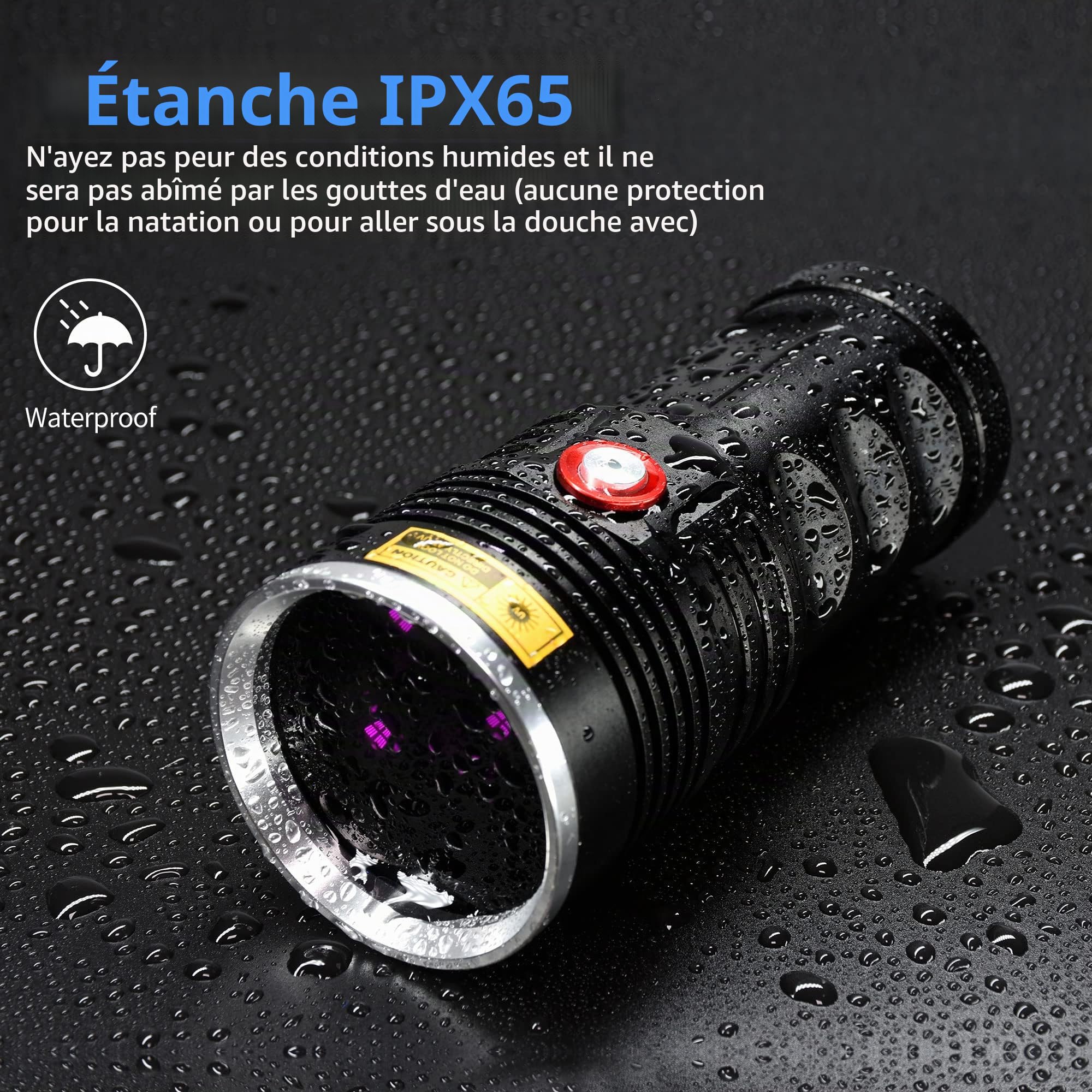DARKBEAM Lampe Torche UV 365nm Puissante Lumière Noire, 3 LEDs Lampe,B40 | Wood 36W Rechargeable Portable, Lampe de Poche Ultra Violet Détecteur d'urine, Fuite détection, Chasse aux roches, Résine