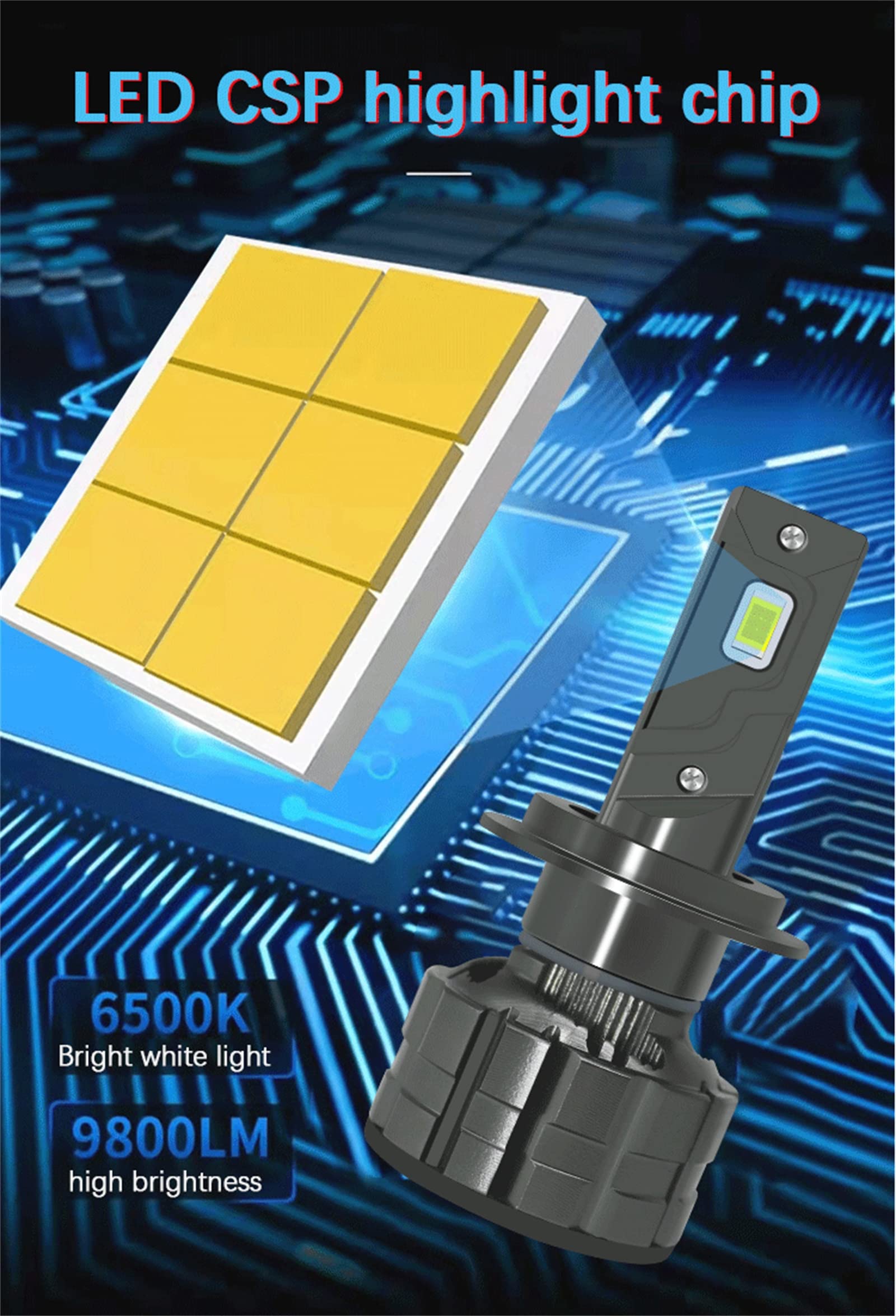 Bombillas LED De Repuesto Para Faros Delanteros, Superbrillantes Para Luz De Cruce/Luz Antiniebla Con 2 Piezas, Kit De Conversión De 12000 Lúmenes Plug And Play, 6000 K Blanco Brillante,H1