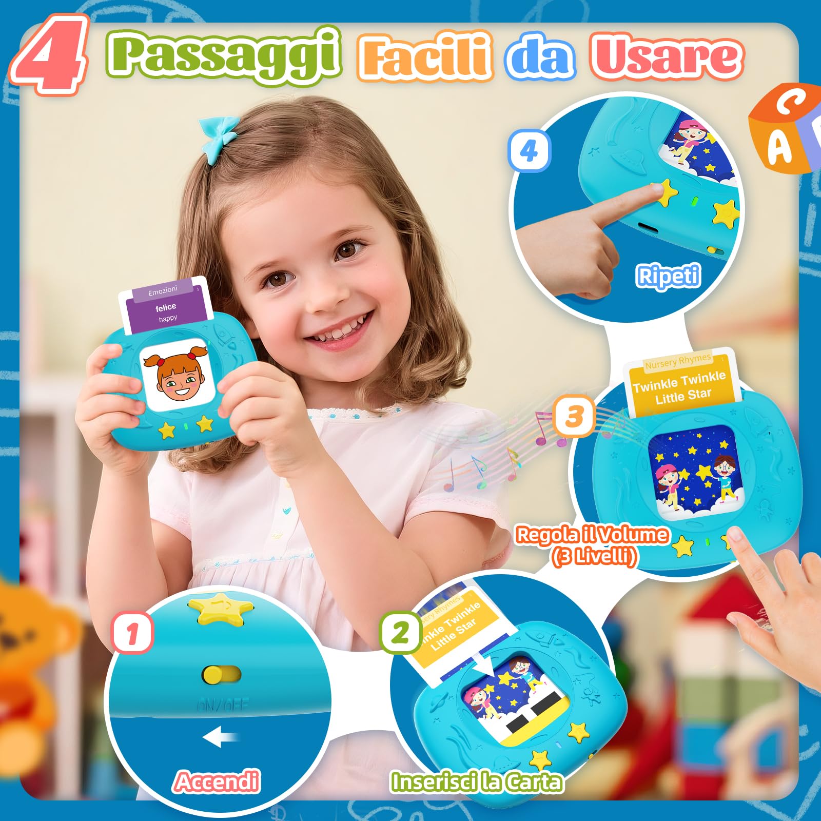 Giochi Bambini 2 Anni, Giochi Montessori, Flashcard in Italiano e inglese con 432 Parole, Amico Vocabolo Gioco Viene Fornito con 216 Carte,Regali e Giocattoli per Ragazze e Ragazzi dai 2 Anni in Su