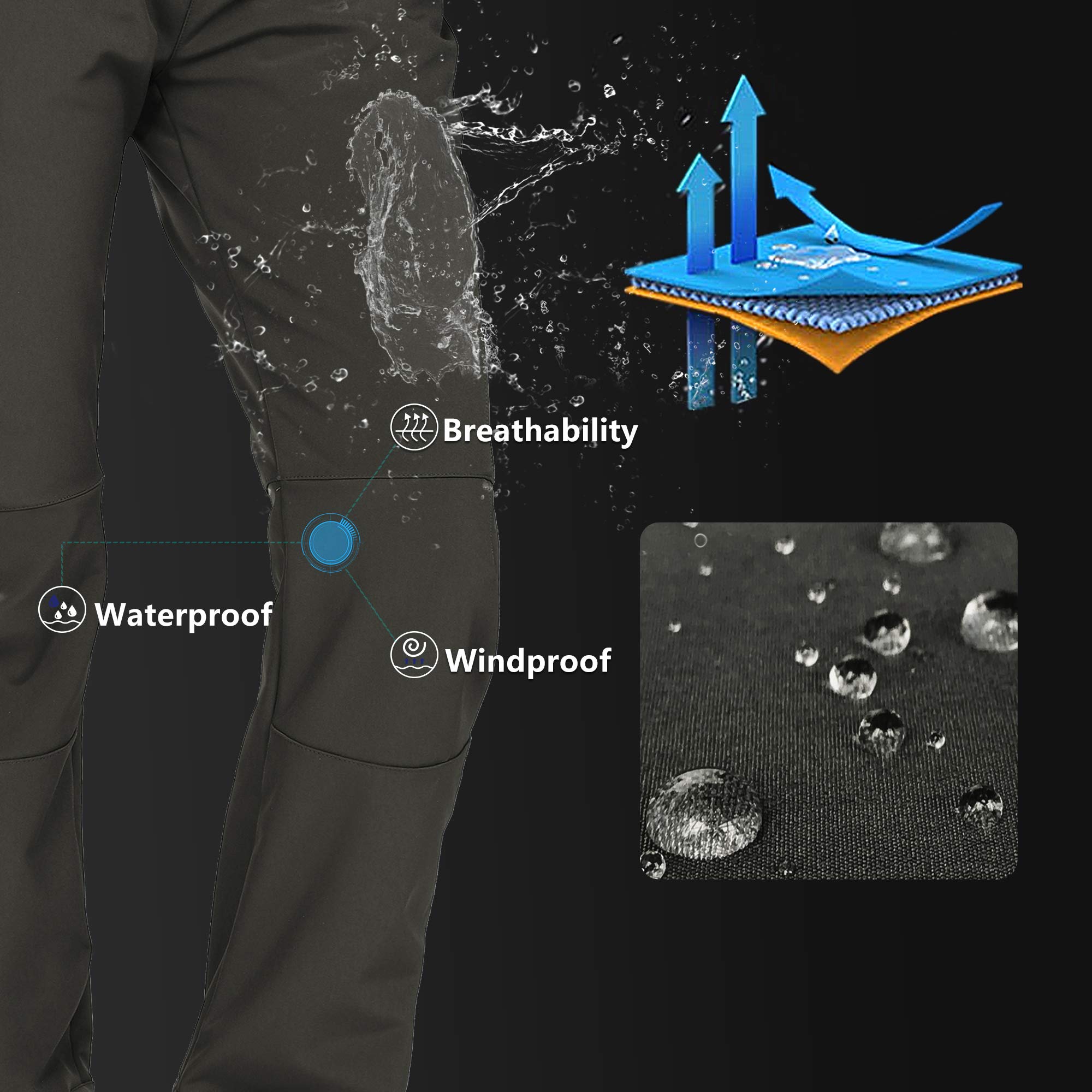 Outdoor Ventures Pantalones de esquí para mujer, pantalones de senderismo, impermeables, pantalones térmicos de invierno, ropa térmica, pantalones de esquí, pantalones de trabajo