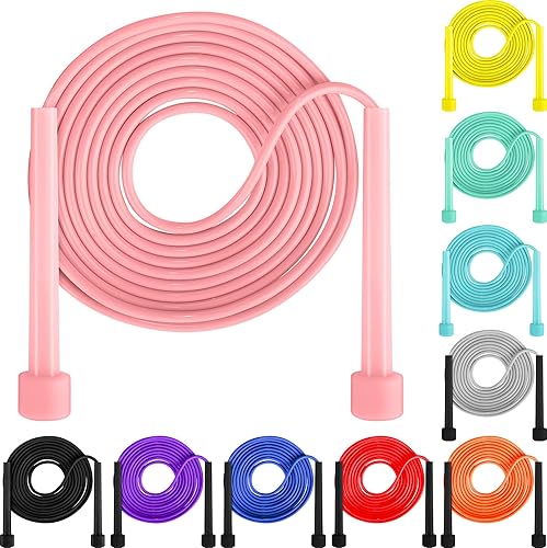 Aodaer Cuerda de saltar de PVC ajustable para niños, cuerda de saltar multicolor a granel con asas de plástico, ligera para ejercicio de fitness al