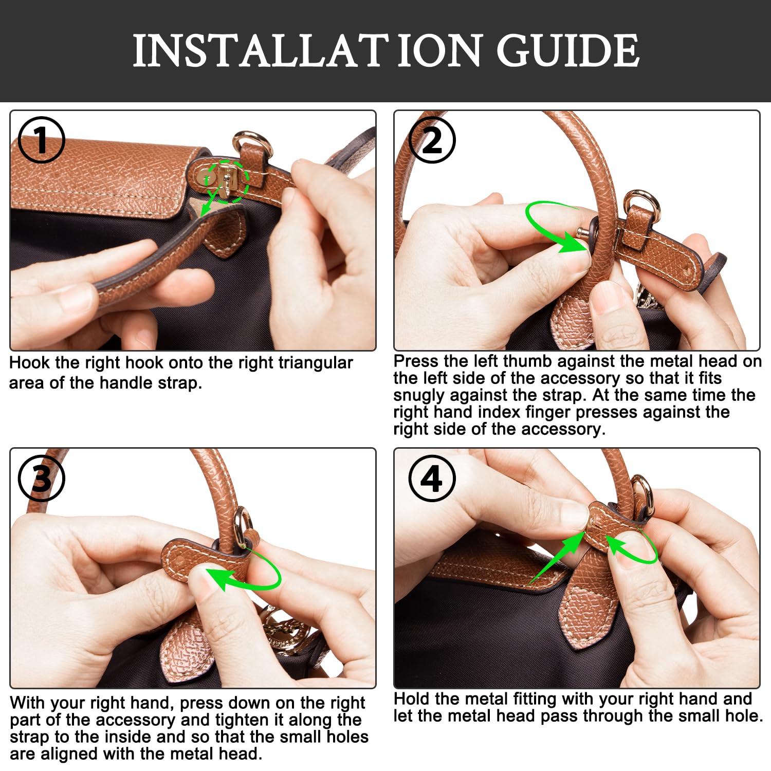 SOPROM Pasek Na Ramię do Longchamp Mini Bag, Strap do Long Champ Le Pliage(szerokość 11 mm, kolor: brązowy-złoty)