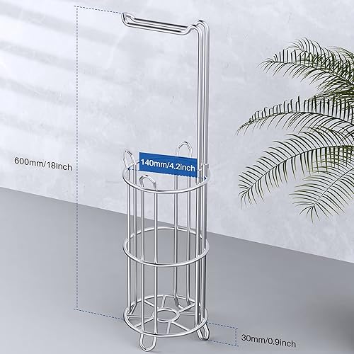 Miniatura 7 de Meangood Soporte de papel higiénico y dispensador de rollo de papel de seda para 4 megarrollos, soporte de almacenamiento de rollos de papel de