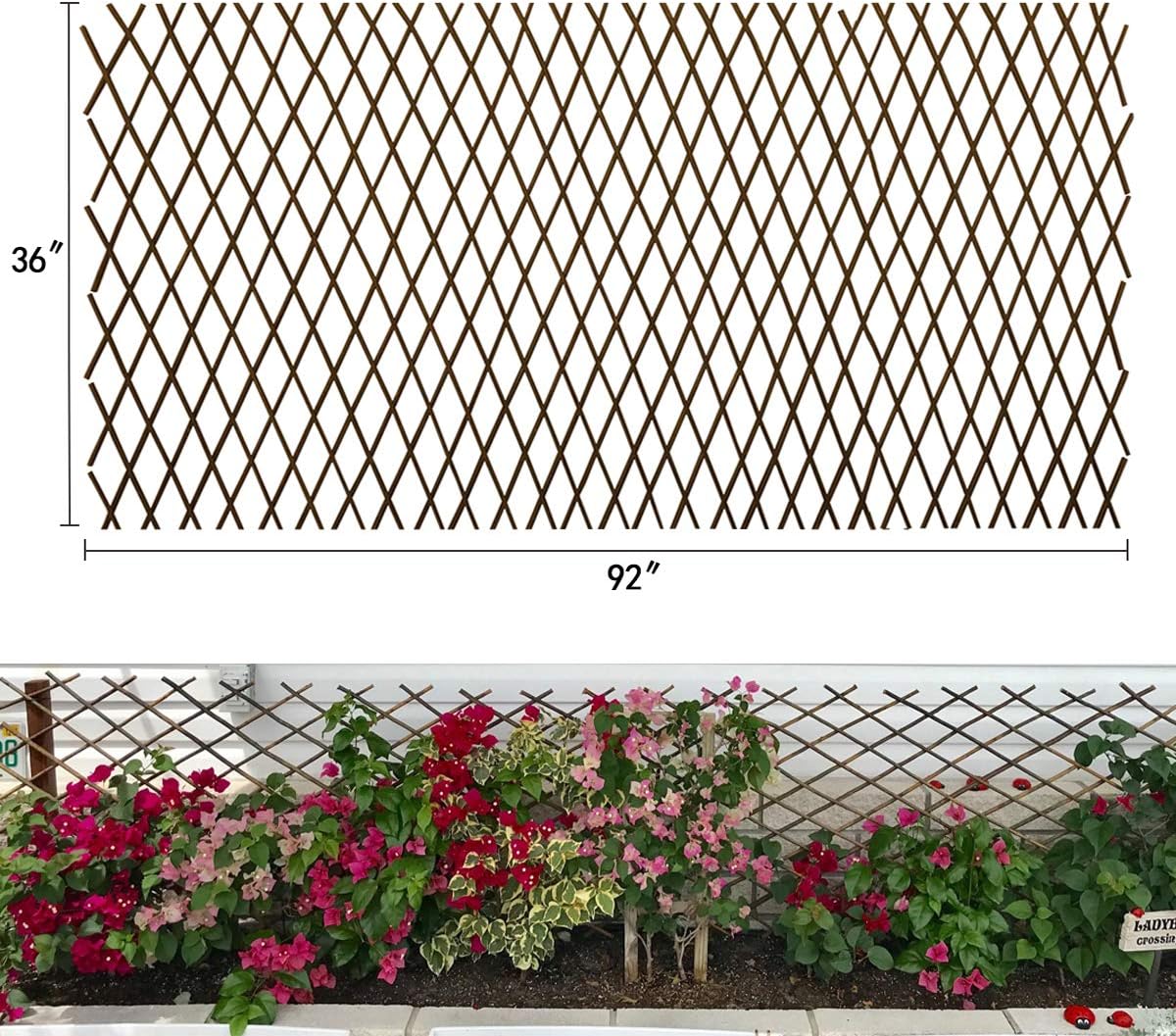 Expandable Garden Trellis Plant Support Willow Lattice Fence Panel for Climbing Plants Vine Ivy Rose Cucumbers Clematis 36X92 Inch… …