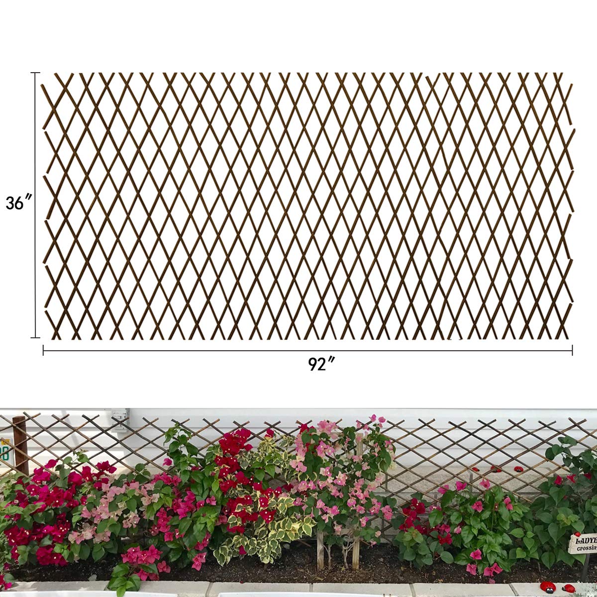 Expandable Garden Trellis Plant Support Willow Lattice Fence Panel for
