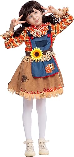Miniatura 3 de Spooktacular Creations Disfraz de espantapájaros dulce de girasol de Halloween para niñas y niños, disfraz de espantapájaros de calabaza
