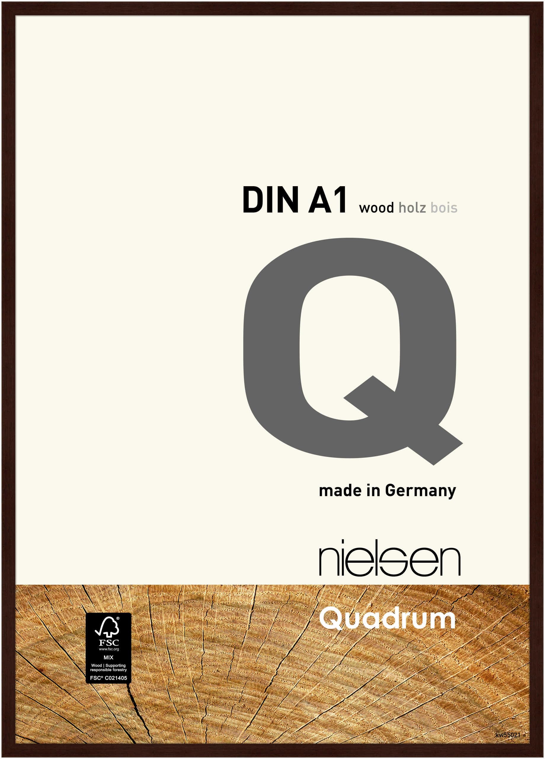 Nielsen Wenge Quadrum Wooden Picture Frame - A1, 59.4X84.1cm - With Float Glass And Easy Push-Turn Clips - For Photos And Art