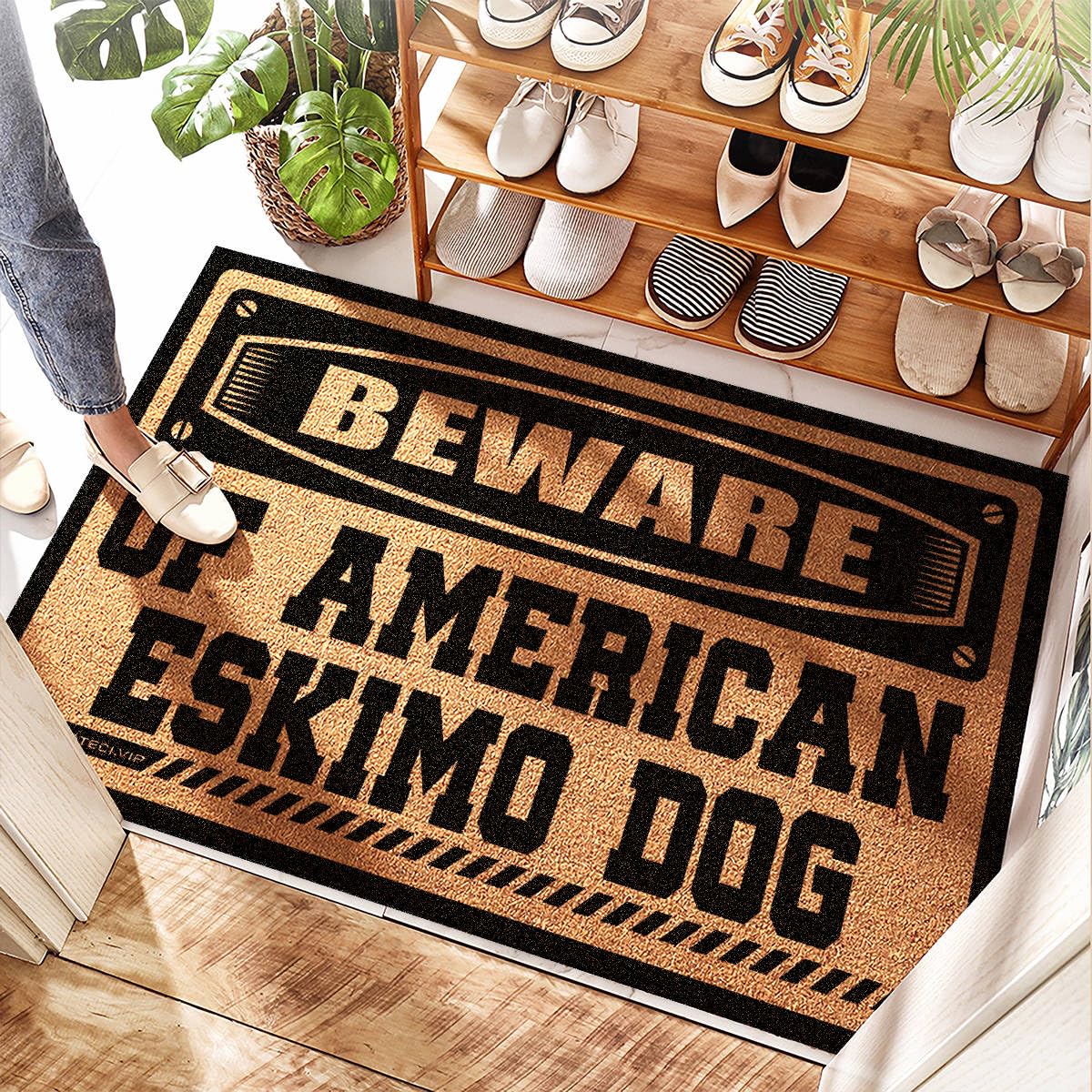Tapis de boue en sisal American Eskimo Dog paillasson d'entrée extérieure résistant pour patio