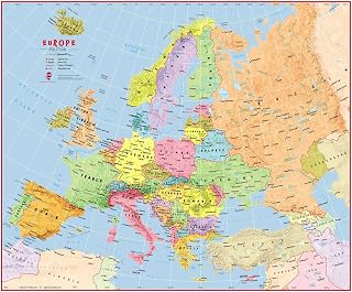 Huge Primary Europe Wall Map Political (Laminated)