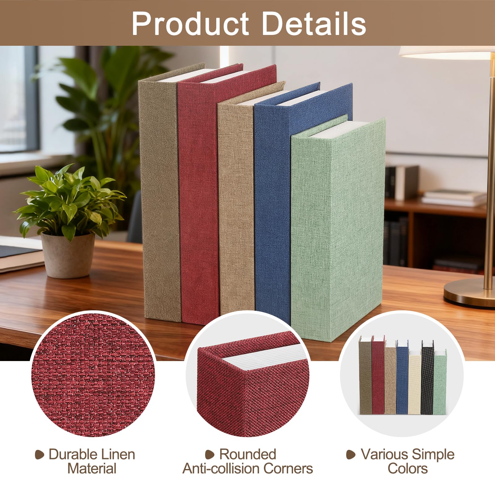 QUARKZMAN Libri Decorativi, 22 x 15 cm Libri Finti in Lino per Decorazione Finti Libri Decorativi per Estetica Moderna Casa Ufficio Tavolino Mensola Scrivania Display, Rosso Vino