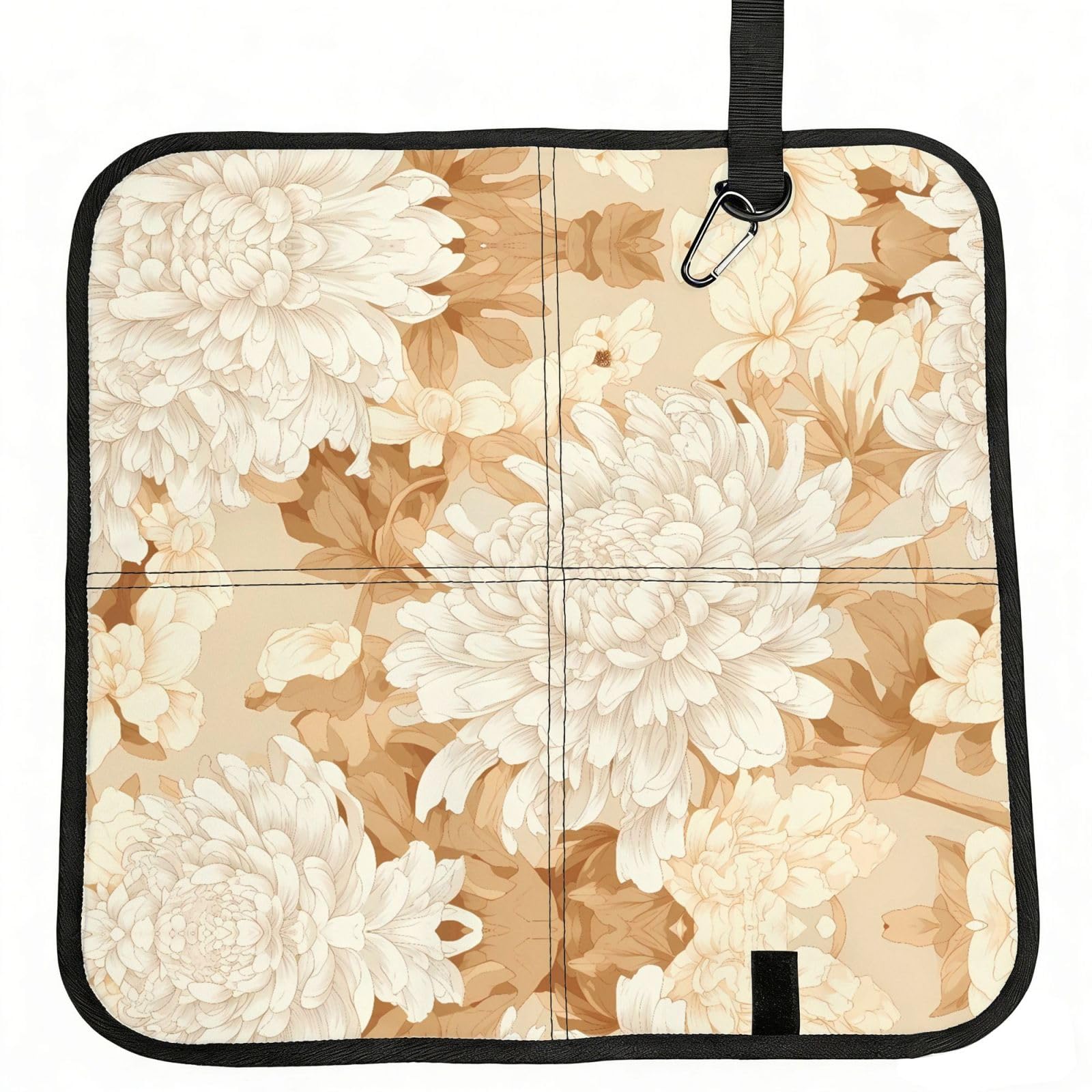 WZYCWB Chrysanthemum Foldable Seating Cushion with Carabiner - Stadium Mat for Camping, Hiking and Outdoor Activities