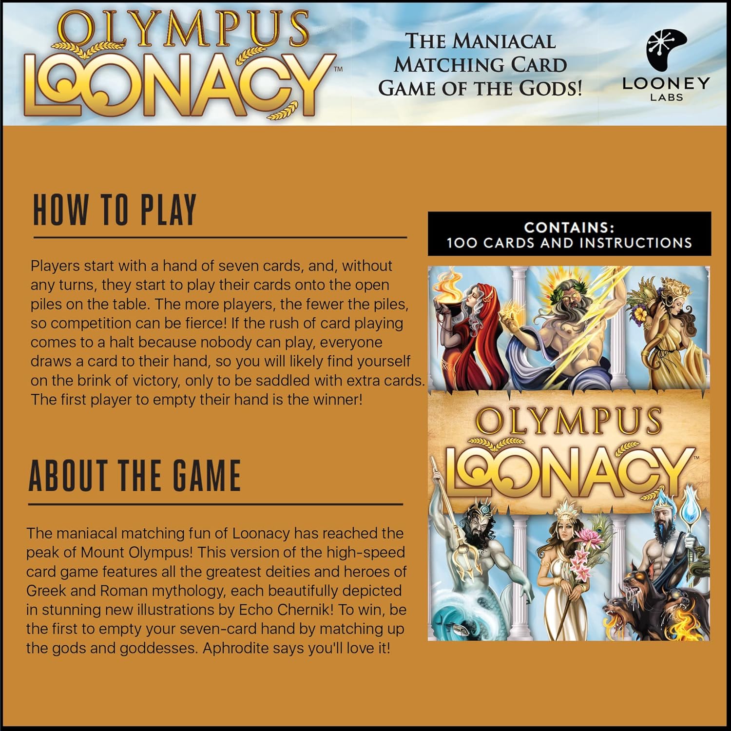 Looney Labs Olympus Fluxx – Greek Mythology Card Game with Ever-Changing Rules & Stunning Art