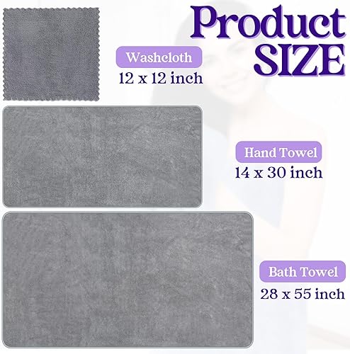 Miniatura 2 de Juego de 24 toallas de baño a granel, incluye toallas de mano, toallas de baño, juego de toallas absorbentes de terciopelo coral de microfibra para