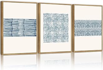 PHOPAGO Blue Abstract Framed Wall Art Modern Boho Neutral Line Wall Decor Mid Century Minimalist Geometric Artwork Kitchen 11x14in Natural Framed