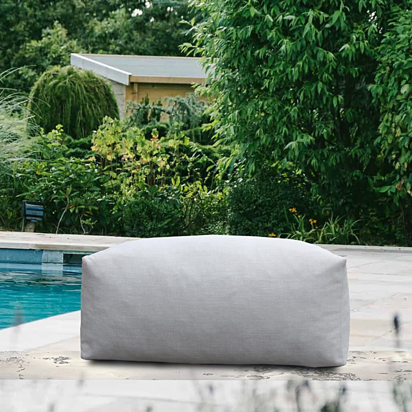 Dineli Modern ANNY-H Coffee Table Chair Outdoor Bean Bag Ottoman Furniture Patio Couch Creating a Unique Patio Garden Modular Contemporary Sofa (Light Gray)