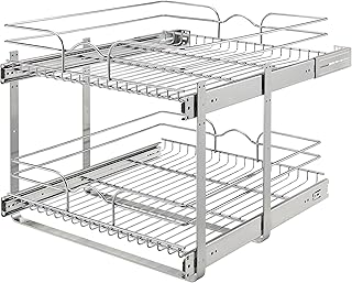Rev-A-Shelf 2 Tier Kitchen Cabinet Pullout Shelf and Drawer Organizer Sl...
