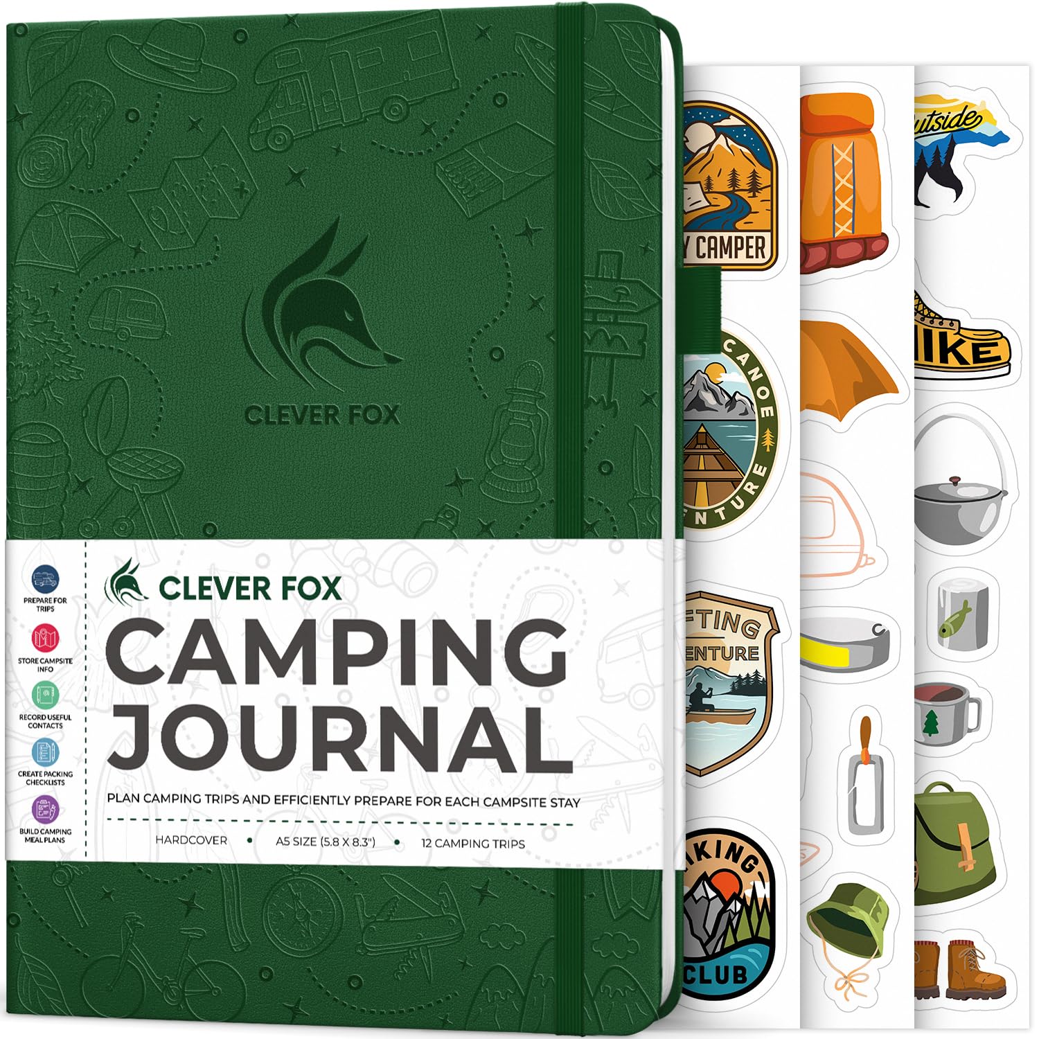 Clever Fox Camping Journal, RV Travel Log Book, 5.8" x 8.3" Forest Green — image 1