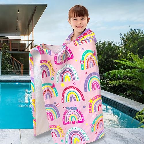 Miniatura 124 de Toalla de baño/piscina/playa con capucha, para bebés, niños y niñas de 3 a 12 años, tamaño extra grande, 30 x 50 pulgadas, algodón absorbente súper