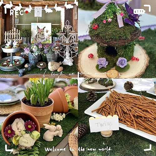 Miniatura 6 de Byher Camino de mesa de musgo seco para decoración de fiestas y jardín, verde oscuro (12 x 36 pulgadas)